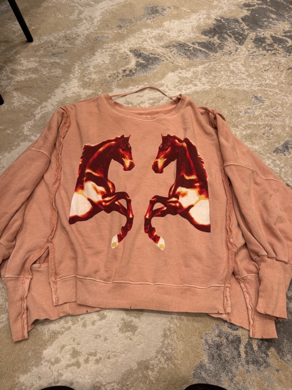 Free People Mirrored Horses Graphic Camden Pullover Size small - Picture 4 of 10